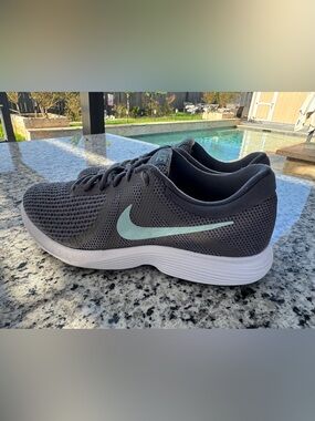 Nike Dark Gray Athletic Sneakers with Mint Swoosh